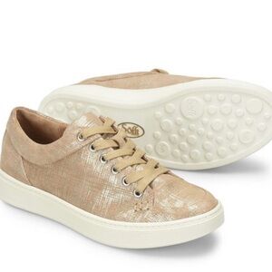 Sofft Sanders Women’s Leather Suede Light Gold Metallic Sneakers Size 9